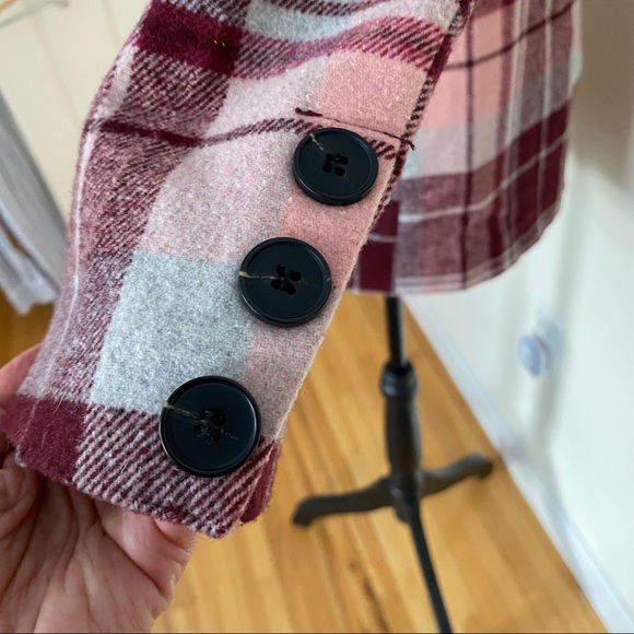 NWT 7 For All Mankind Plaid Oversized Boyfriend Wool Blazer Jacket Pea Coat - Picture 6 of 10